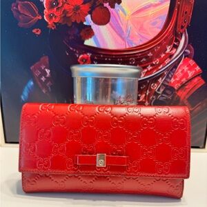 GUCCI Guccissima RED Motif Continental Wallet